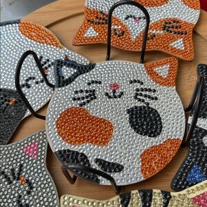 Cat Face Beaded Coasters